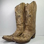 Circle G Western Antique Saddle Embroidered Cross Brown Mid Calf Boots Size 9. Fixed Price $120.00.