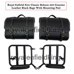 For Royal Enfield Classic Reborn 350 Black Leather Saddle Bags & Mounting Pair. Fixed Price $253.05.