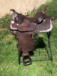 15.5" Circle Y Equitation Show Saddle & Headstall Bridle W/sterling Silver Gold. Fixed Price $800.00.