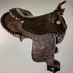 Full Tooled Circle Western Show Saddle Silver Trim Very Early. Fixed Price $867.00.