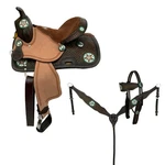 Youth Barrel Saddle 12" Set Buckaroo Headstall Breast Collar Silver Star Conchos. Fixed Price $289.95.
