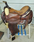 Used 16" Circle Brown Color Leather Roping SADDLE#757. Fixed Price $374.99.