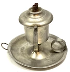 Antique American Pewter Whale Oil Swing Lamp, Ca. 1840-1860. Fixed Price $185.00.