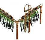 Showman Leather Bridle & Breast Collar Set W/ Beaded Cross Design Fringe. Fixed Price $120.99.