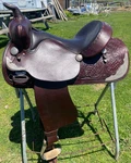 Used 15" Simco Western All-around Saddle W/silver, Semi Bars Made. Fixed Price $350.00.