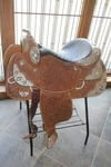 Show Saddle Tex Tan Distinction Ostrich Seat Equi Qh Bars, 2" High Horn,. Fixed Price $2000.00.