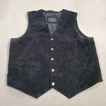 Cody James Vest Mens Large Black Leather Snap Button Up Lined Western Rodeo *. Fixed Price $25.40.