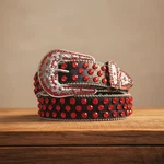 Rhinestones With Textured Strap And Silver Buckle Belt. Fixed Price $149.99.