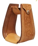 Challenger Horse Western Saddle Tack Floral Hand Tooled Leather Covered Stirrups. Fixed Price $55.00.
