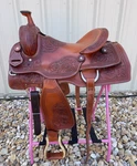 Western Ranch Saddle 14-17 Adult Hard Seat Floral Tooled Natural Oiled. Fixed Price $409.90.