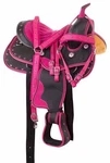 Youth Kid Size Pink Synthetic Western Saddle Tack Set - Lightweight Pony Gear. Fixed Price $280.00.