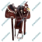 Yellow Crystal Silver Stud Leather Barrel Rodeo Western Saddle Set 10"-18" F/s. Fixed Price $469.27.