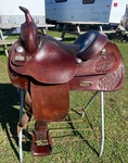 Used 15" Big Horn Western Trail Saddle 1575 W/corner Tooled Leather Made. Fixed Price $525.00.