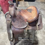 Hereford Brand Western Pleasure Saddle Brown Leather Floral Tooled See Pictures. Fixed Price $380.00.