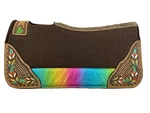 Showman Pony Brown Felt Saddle Pad W/ Rainbow Metallic, Painted Feather & Cactus. Fixed Price $78.99.