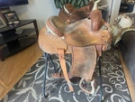 Courts Saddlery Brown Leather Barrel. Fixed Price $700.00.