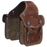 TOUGH1 Oak Leaf Tooled Saddle Bag Brown. Fixed Price $133.99.
