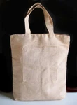 Jute Blend Zippered Tote Bag 15" X 16" With Pocket - Premium Quality. Fixed Price $7.99.