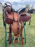 Adult Western Horse Barrel Saddle Basket Weave Tooled With Tack Set 15" 18". Fixed Price $379.99.