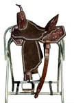 Western Leather Barrel Racing Saddle Hand-tooled Floral Silver Stud Detailing. Fixed Price $474.99.