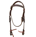 Weaver Basket Tooled Leather Silver Dot Browband Western Horse Headstall. Fixed Price $39.99.