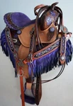 Western Mini Barrel Saddle 10" Purple Fringed Full/pony Ear Headstall Bp. Fixed Price $355.30.