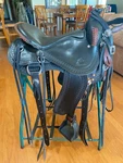 Excellent 16 Synergist Western Saddle With Matching Bridle Blk Tan Trim.. Fixed Price $3200.00.