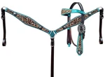 Showman Headstall & Breast Collar Set W/ Cheetah Print Teal Metallic Accent. Fixed Price $119.99.
