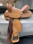 Cactus Saddlery Youth 12 Inch Pink Seat Barrel All Around Horse. Fixed Price $1700.00.