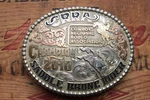 Red Bluff Sterling Silver Crra Saddle Bronc Rider Champion Trophy Belt Buckle. Fixed Price $1198.00.