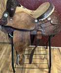 Billy Cook 13" Barrel Racing Saddle, Brown Leather, Traditional Design, S576. Fixed Price $750.00.