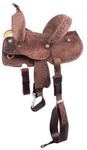 Double Pony Chocolate Roughout Barrel Saddle With Buckstitch Trim Size 12",13". Fixed Price $349.95.