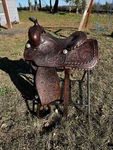 14 Longhorn Western Saddle (027). Fixed Price $500.00.