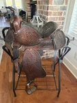 13 Vintage Easy Rider Trail Saddle, Tooled Leather Pleasure. Fixed Price $250.00.