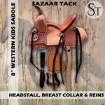 8" Western Roughout Leather Youth Kids Horse Pony Saddle Tack Set Buck Stitch. Fixed Price $239.99.