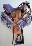 Western Mini Barrel Saddle 10" Purple Metallic Floral +pony Hsbp Ear Frng. Fixed Price $359.10.