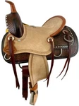 New! 12" Double Hard Seat Roping Style Saddle W/ Basket Weave Tooling Conchos. Fixed Price $350.00.