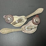 New Western Show Leather Hairon Women Spur Straps With Silver Star Conchos. Fixed Price $28.00.