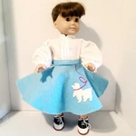 Handmade Blue Felt Poodle Skirt,shirt, Saddle Shoes For American Girl, 18" Dolls. Fixed Price $24.95.