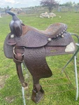 Used 15" American Saddlery Tooled Western W/semi Bars, Silver, Made. Fixed Price $130.00.