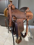 Circle Y Briscoe Roper Saddle 15.5" Leather Suede - High End Roping. Fixed Price $1850.00.