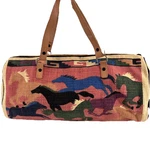 Paso Saddle Blanket Western Leather Handle Cotton Satchel Roll Bag Horses. Fixed Price $89.40.
