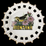 Vtg Montana Western Meadowlark Souvenir Collectors Plate Scalloped Lace Edge. Fixed Price $20.23.