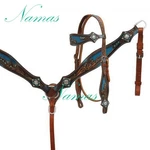 Western Saddle Horse Bling! Turquoise Leather Tack Set Bridle + Breast Collar. Fixed Price $90.25.
