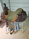16" Brown Color Saddle House Cowhorse With Roughout And Tooling. Fixed Price $2899.99.