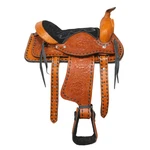 10" Tan Kids Pony Buckaroo Buckstitch Laced Cowboy Saddle. Fixed Price $217.55.