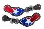 New! Women's Red Blue & White Star Spur Straps W/ Silver Beads Snakeskin Print. Fixed Price $29.99.