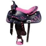 Pink Seat Western Leather Barrel Horse Saddle With Tack Set Size 15".. Fixed Price $499.99.