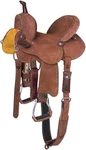 12" Western Roughout Leather Barrel Saddle - Turquoise Buckstitched Royal King. Fixed Price $329.16.