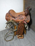 Vintage Easy Rider Action Saddle Tooled Leather Western Horse. Fixed Price $540.00.